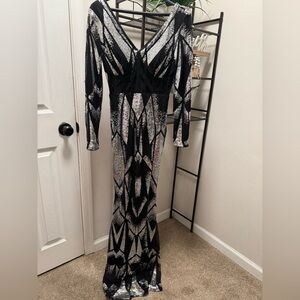 Black and silver formal dress